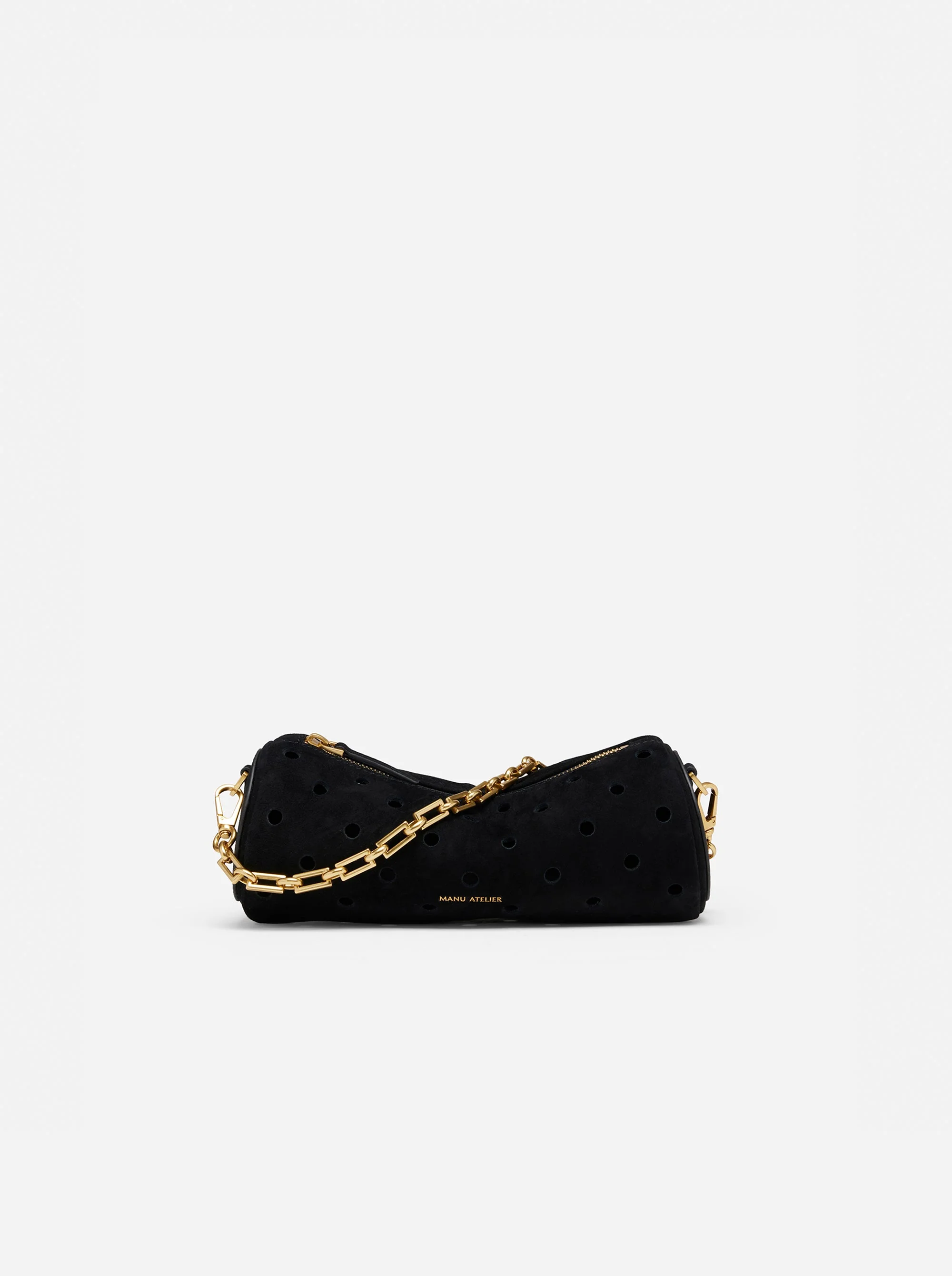 Mini Cylinder Perforated Black Suede - Image 2