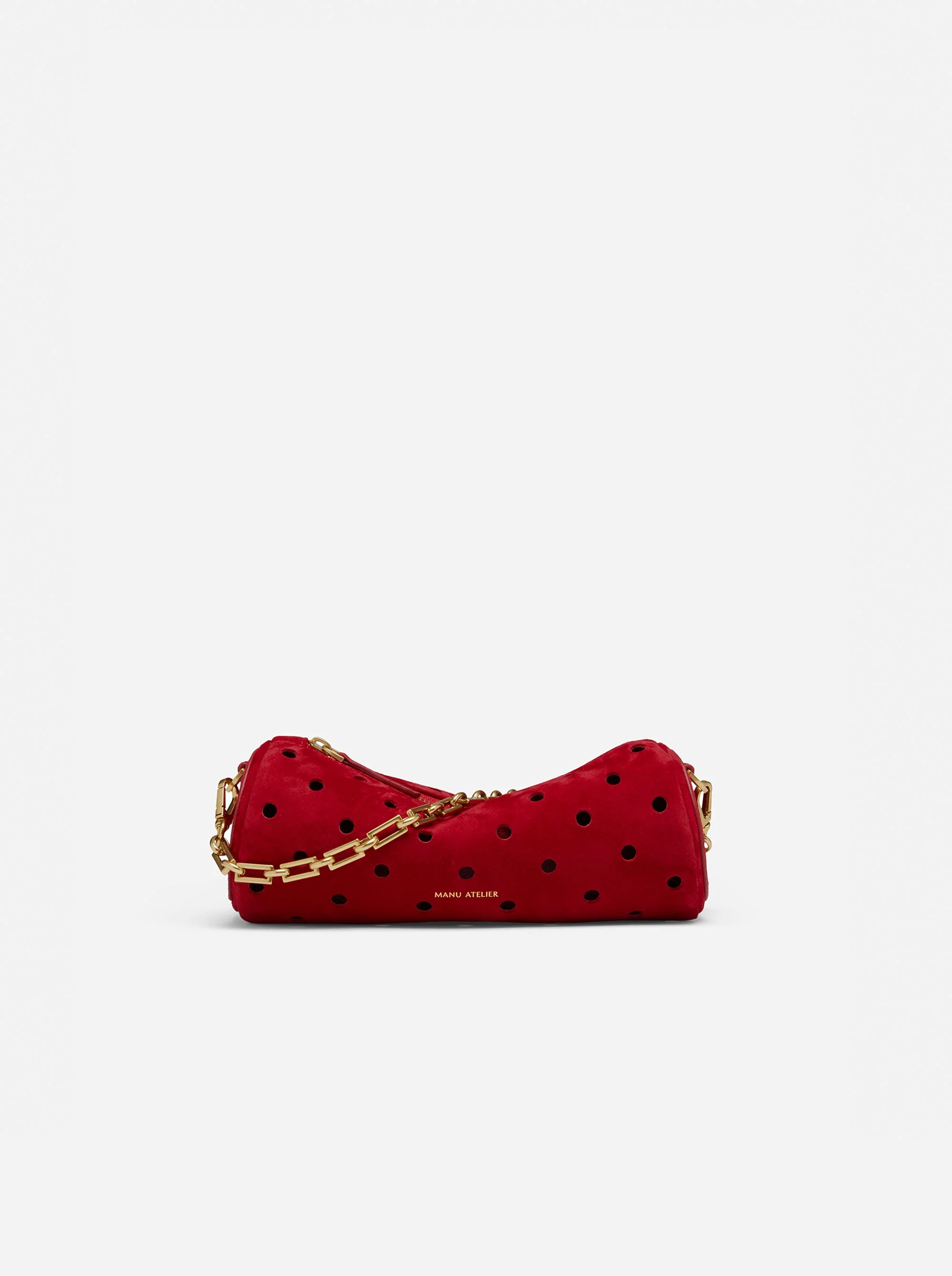 Mini Cylinder Perforated Red Suede - Image 3