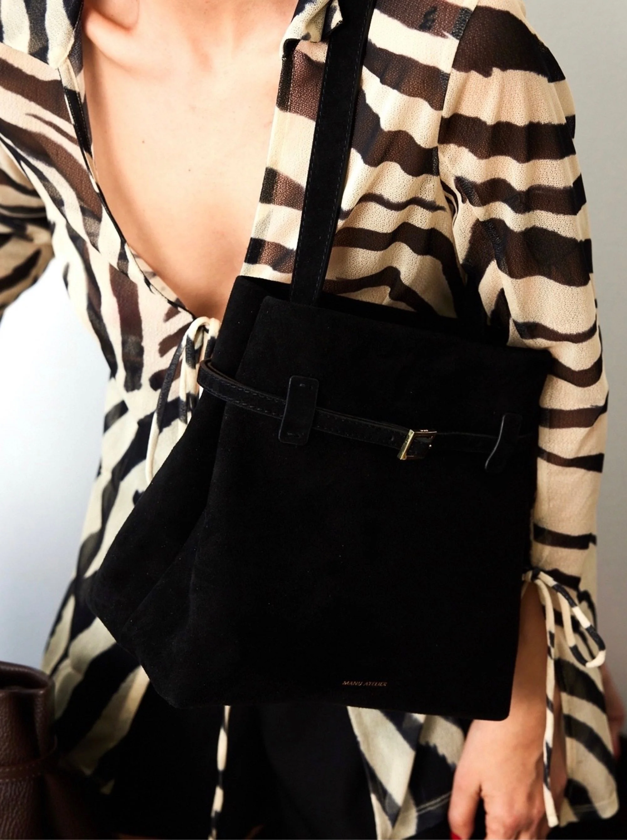 Mini Tote du Jour Black Suede - Image 2