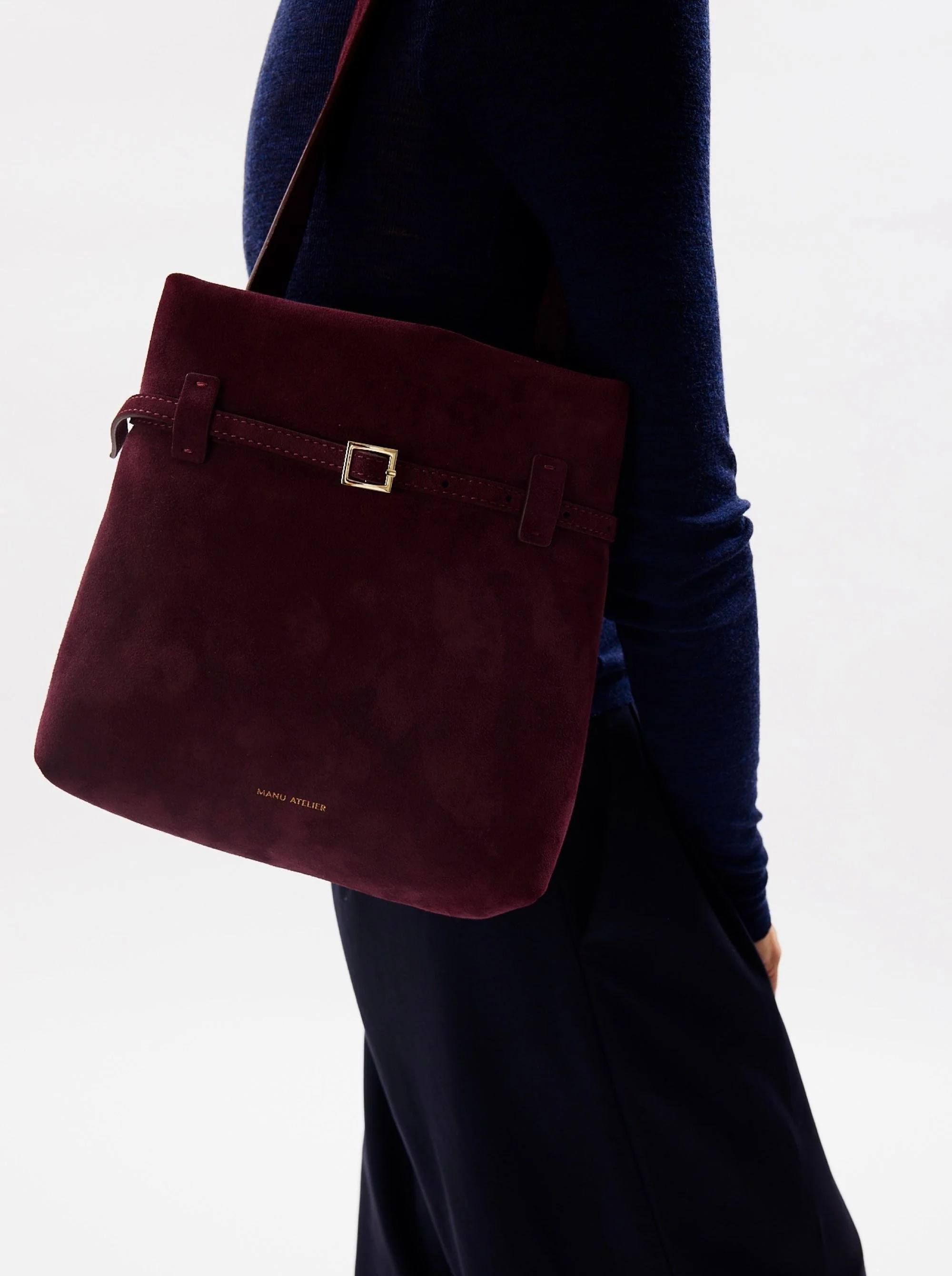Mini Tote du Jour Merlot Suede - Image 2