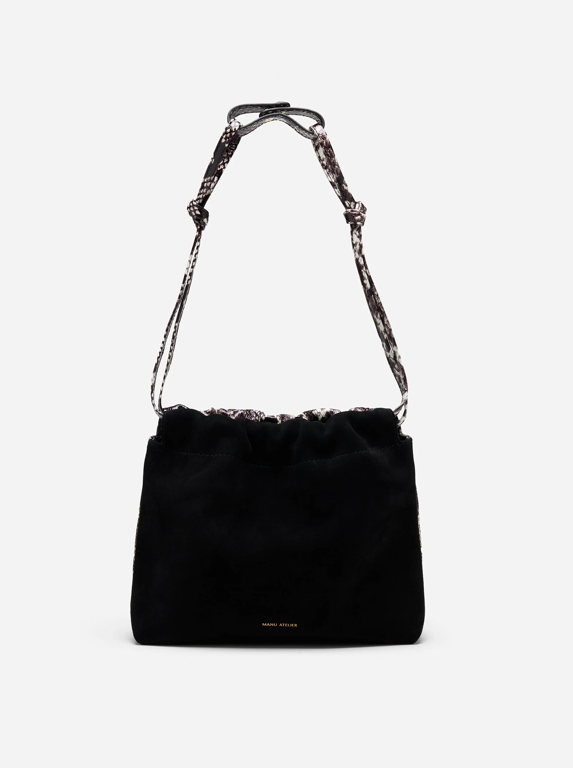Romy Pouch Black Suede & Snake Embossed
