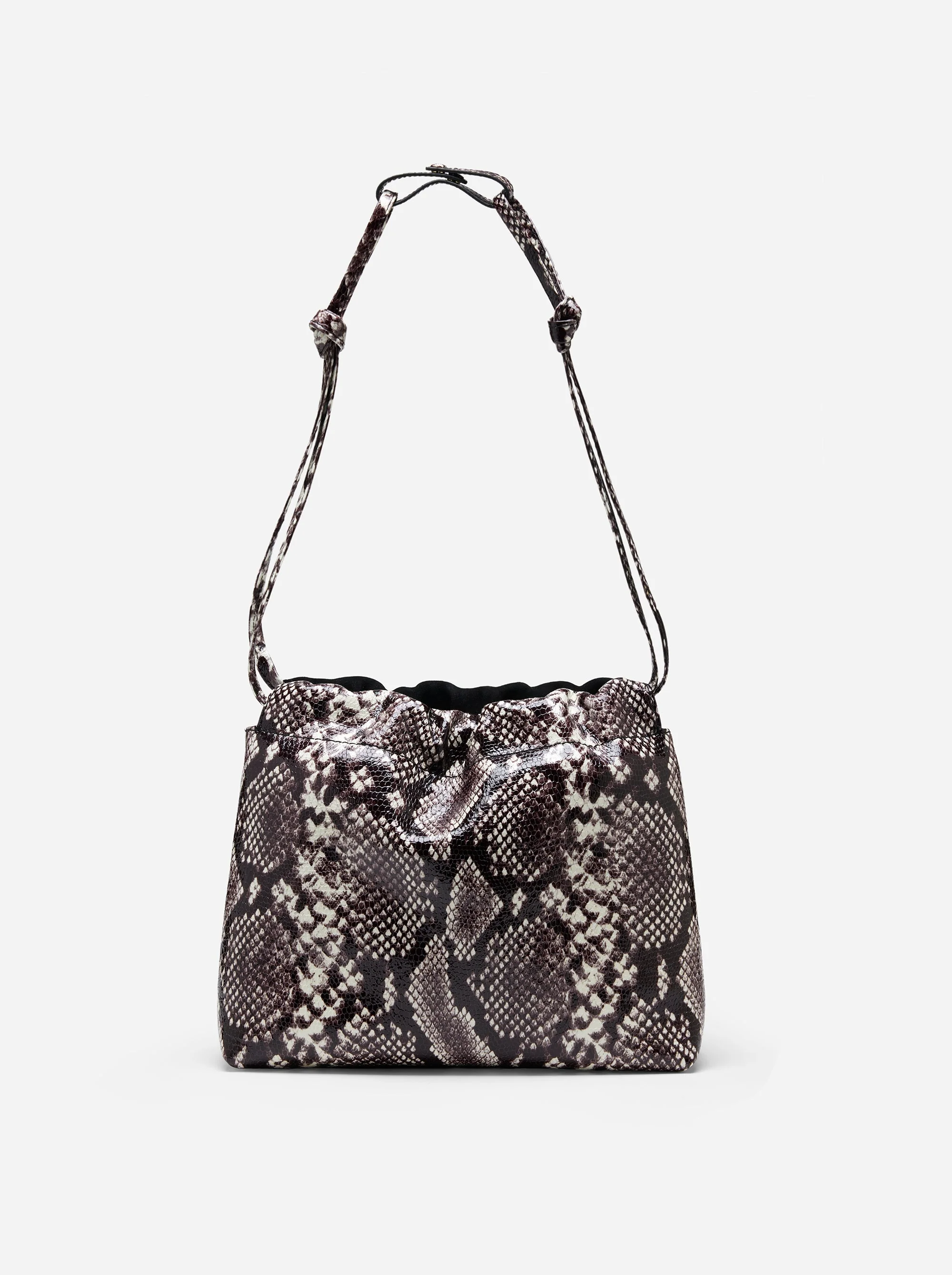 Romy Pouch Black Suede & Snake Embossed - Image 2