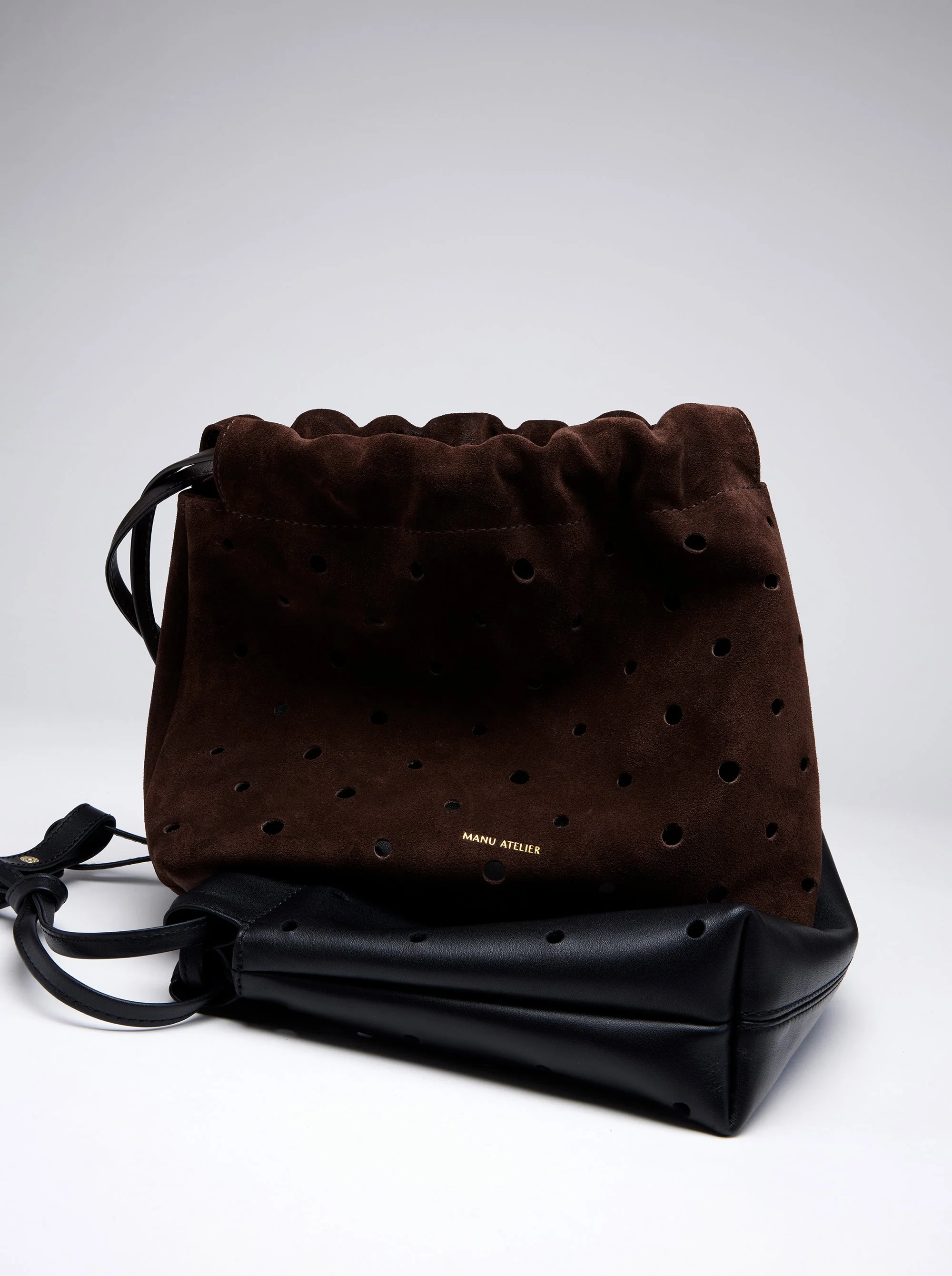 Romy Pouch Perforated Deep Brown Suede