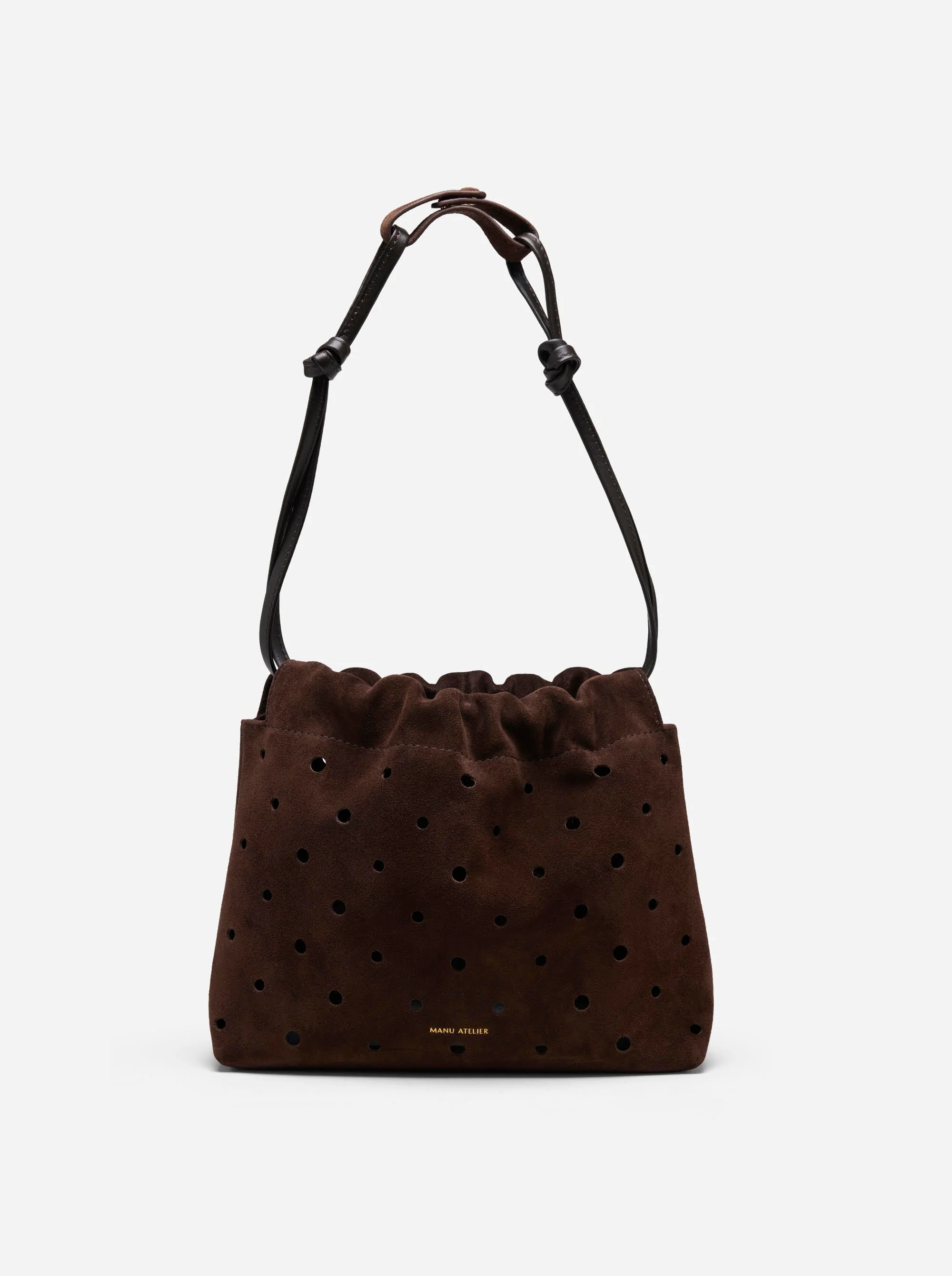 Romy Pouch Perforated Deep Brown Suede - Image 2