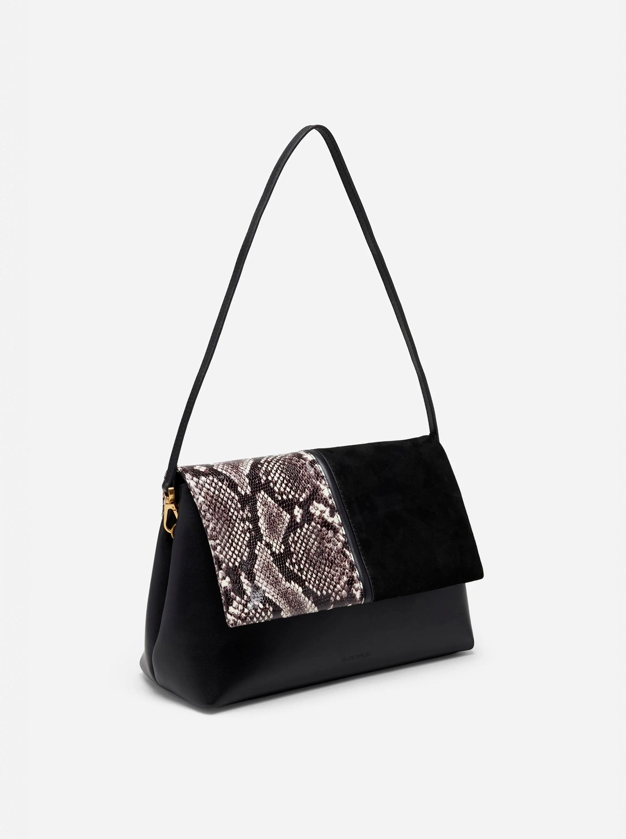 The Fold Bag Black Suede & Snake Embossed - Image 2