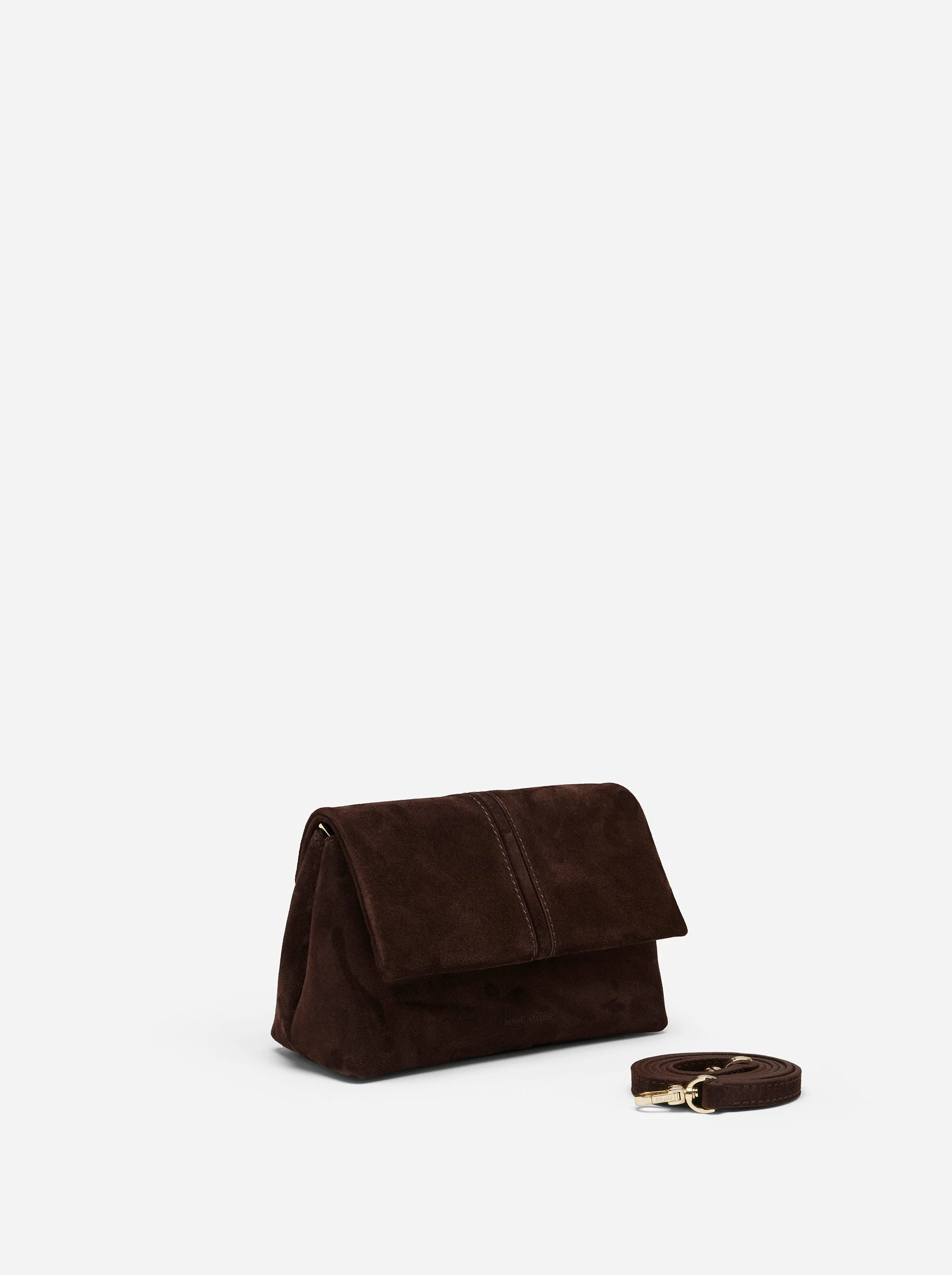 The Mini Fold Bag Deep Brown Suede - Image 2
